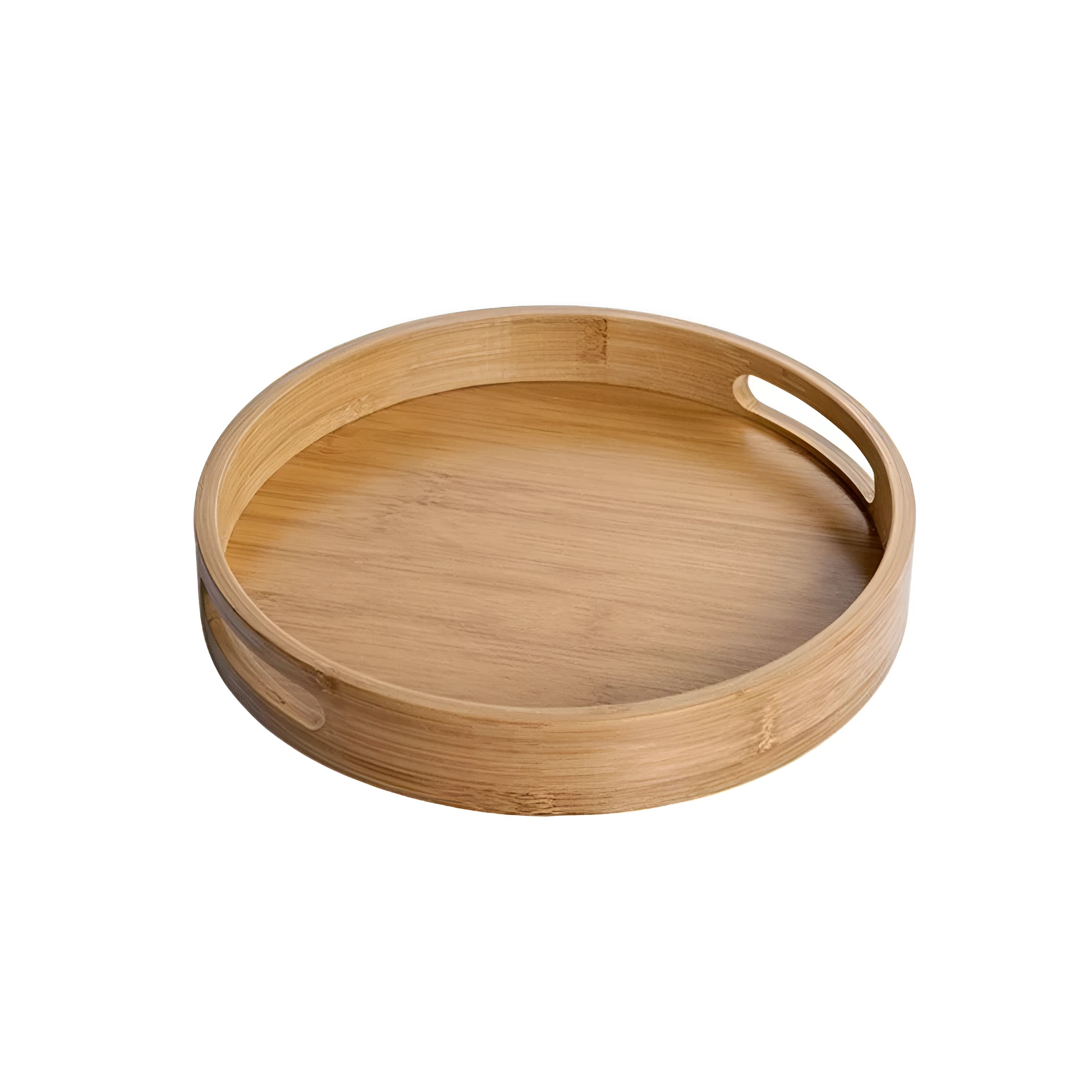 Bamboo Wood Round Serving Tray by Casa & Beyond