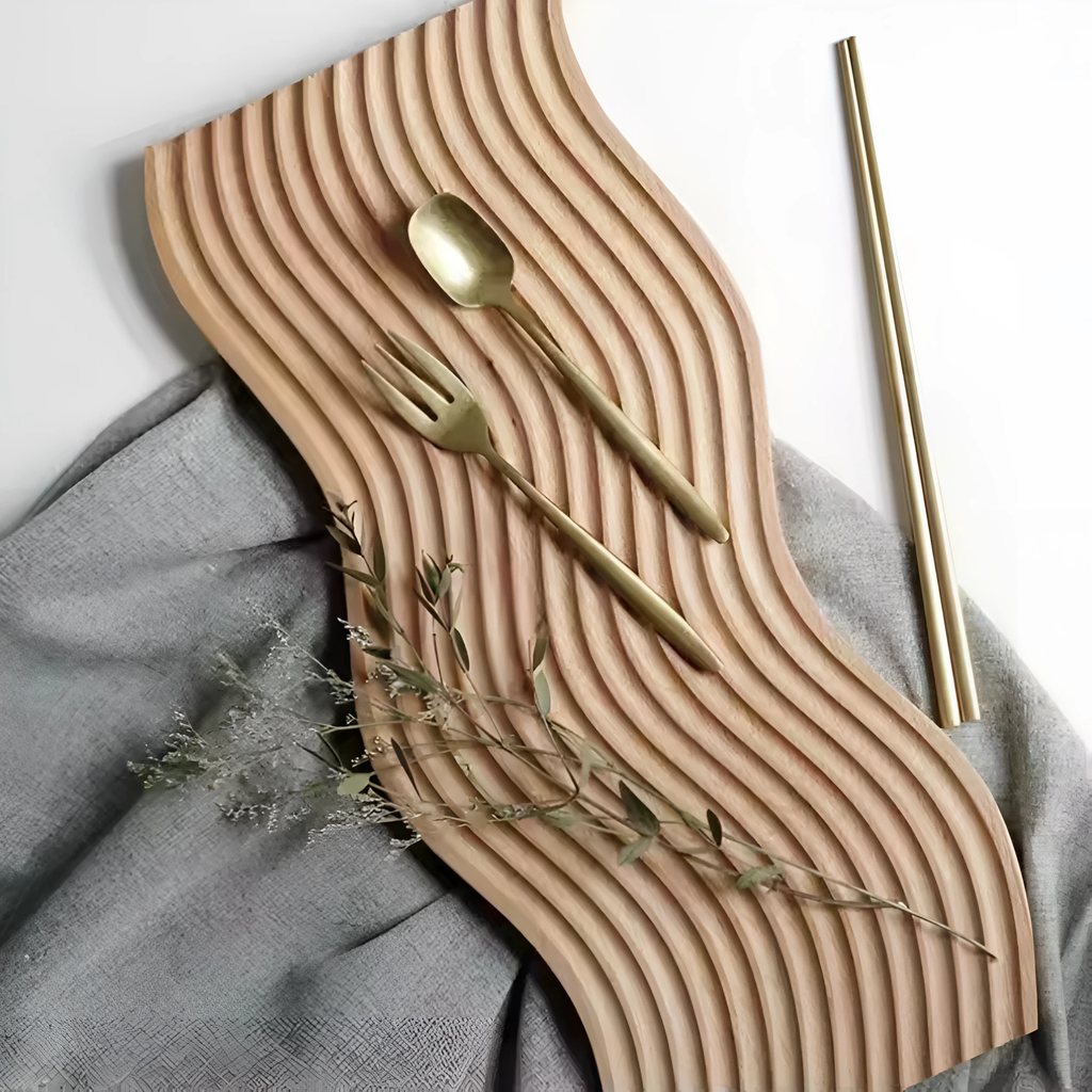 Nordic Ripple Wooden Tray by Casa & Beyond