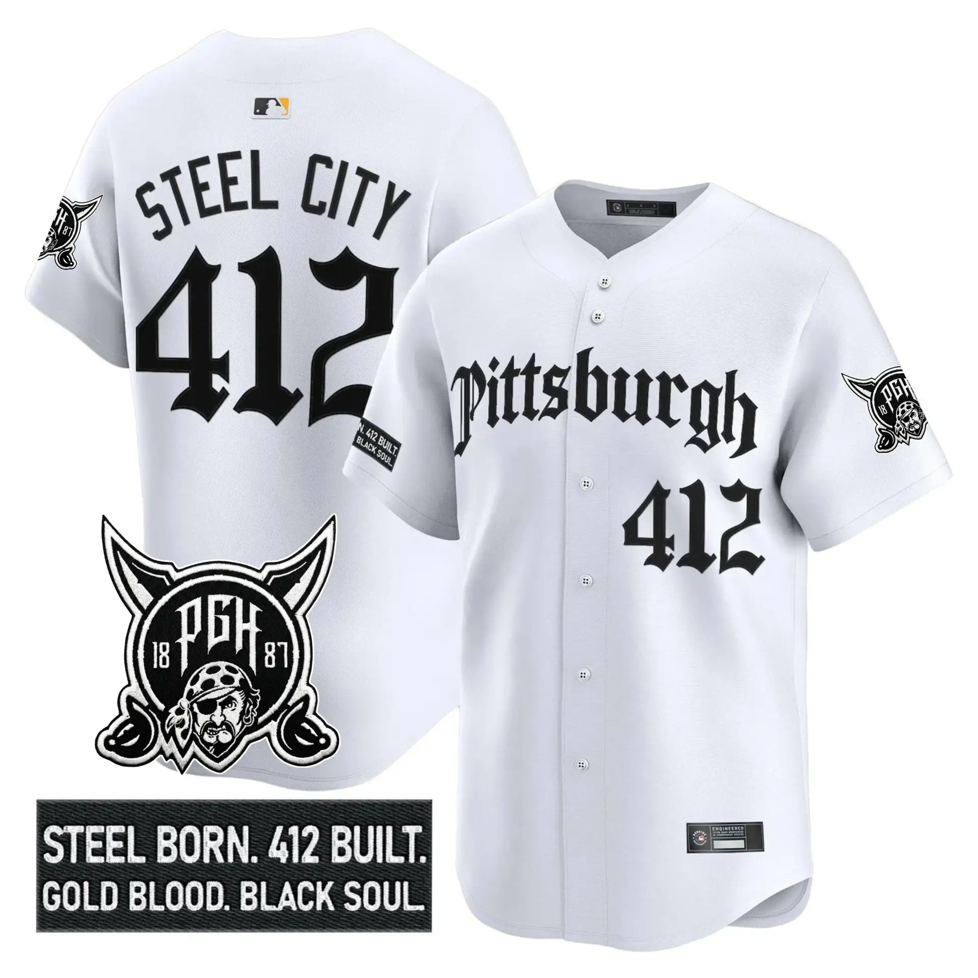 PIT 'Gothic Steel City Edition' Vapor Premier Limited Jersey - All Stitched by Pittsburgh Pirates