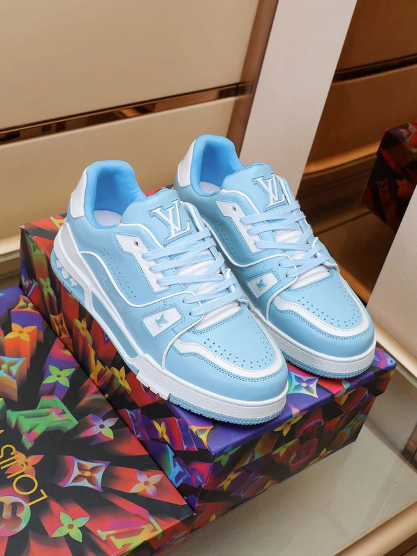 Luxury Virgil Trainer Sneakers Shoes #54 Signature White Blue Monogram by Air Jordan