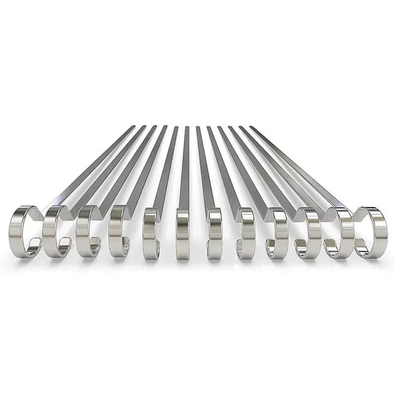 12" Stainless Steel Grilling BBQ Meat Skewers Grilling BBQ Tools 12pcs by Bowlift