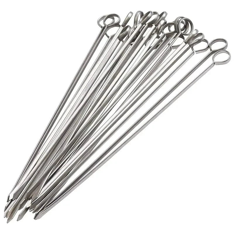 12" Stainless Steel Grilling BBQ Meat Skewers Grilling BBQ Tools 12pcs by Bowlift