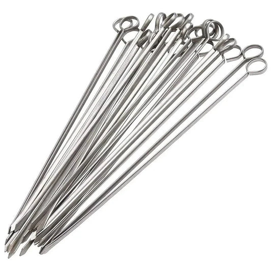 12" Stainless Steel Grilling BBQ Meat Skewers Grilling BBQ Tools 12pcs by Bowlift