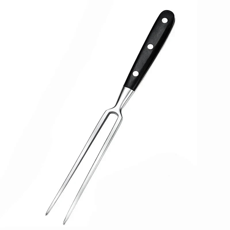 12" Stainless Steel Meat Fork with Wooden Handle for Grill BBQ Cooking by Bowlift