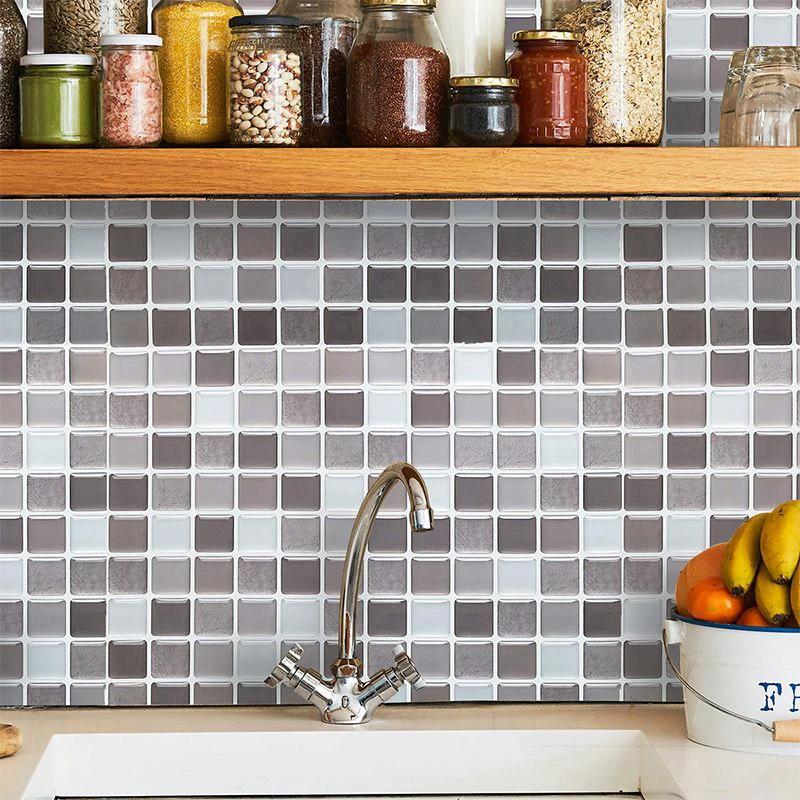 Plastic Peel & Stick Mosaic Tile Waterproof Peel & Stick Mosaic Tile with Square Shape by BowLift