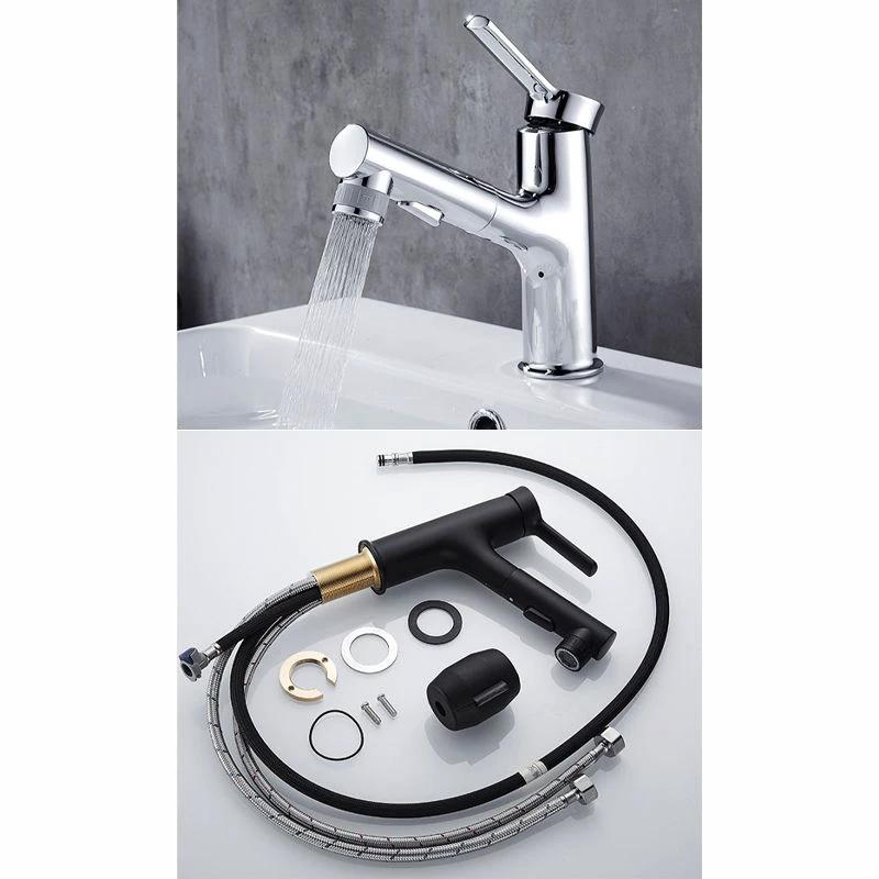 Contemporary sink faucet pull-out basin tap with lever handle by BowLift