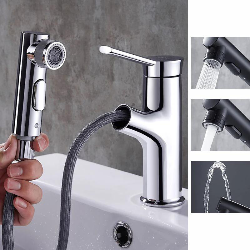 Contemporary sink faucet pull-out basin tap with lever handle by BowLift