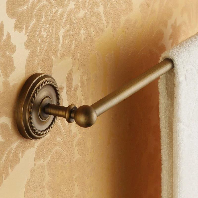 Worn Brass Traditional Bathroom Set with Bath Shelf/Paper Holder & Towel Bar by BowLift