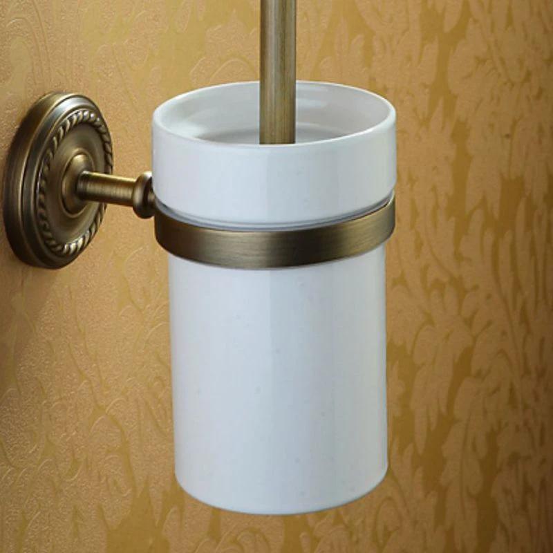 Worn Brass Traditional Bathroom Set with Bath Shelf/Paper Holder & Towel Bar by BowLift
