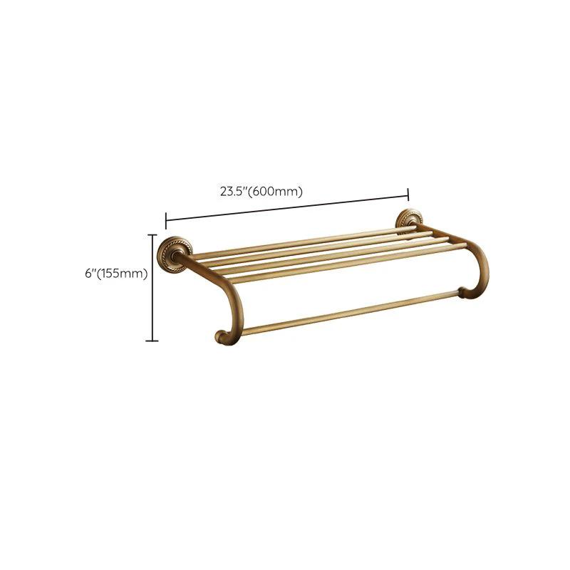 Worn Brass Traditional Bathroom Set with Bath Shelf/Paper Holder & Towel Bar by BowLift