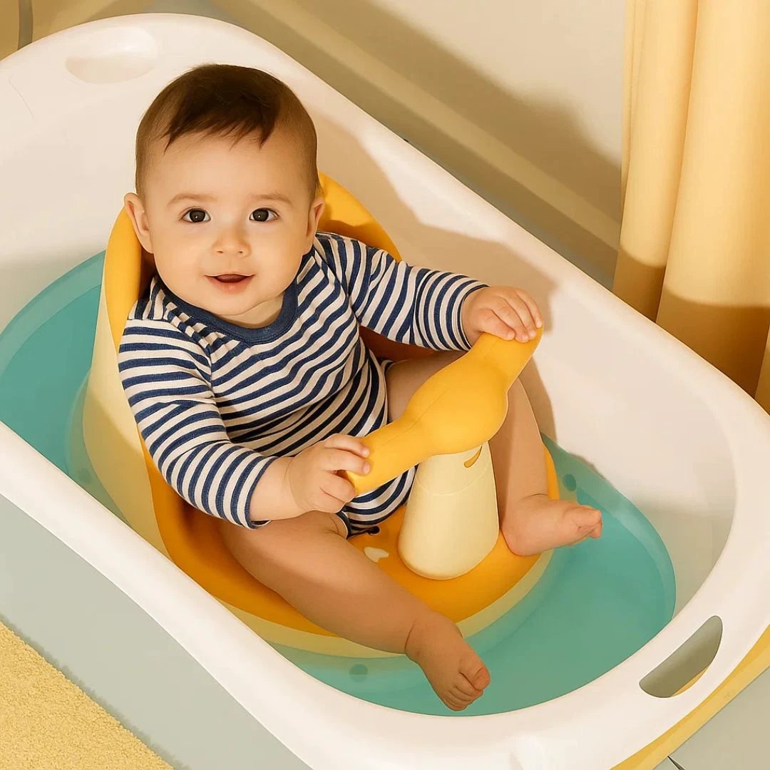 AquaSure | Non‑Slip Baby Bath Seat – Stainless Suction Cups – Premium Soft Cushion – Hands‑Free Parent Use Bowlift by Bowlift