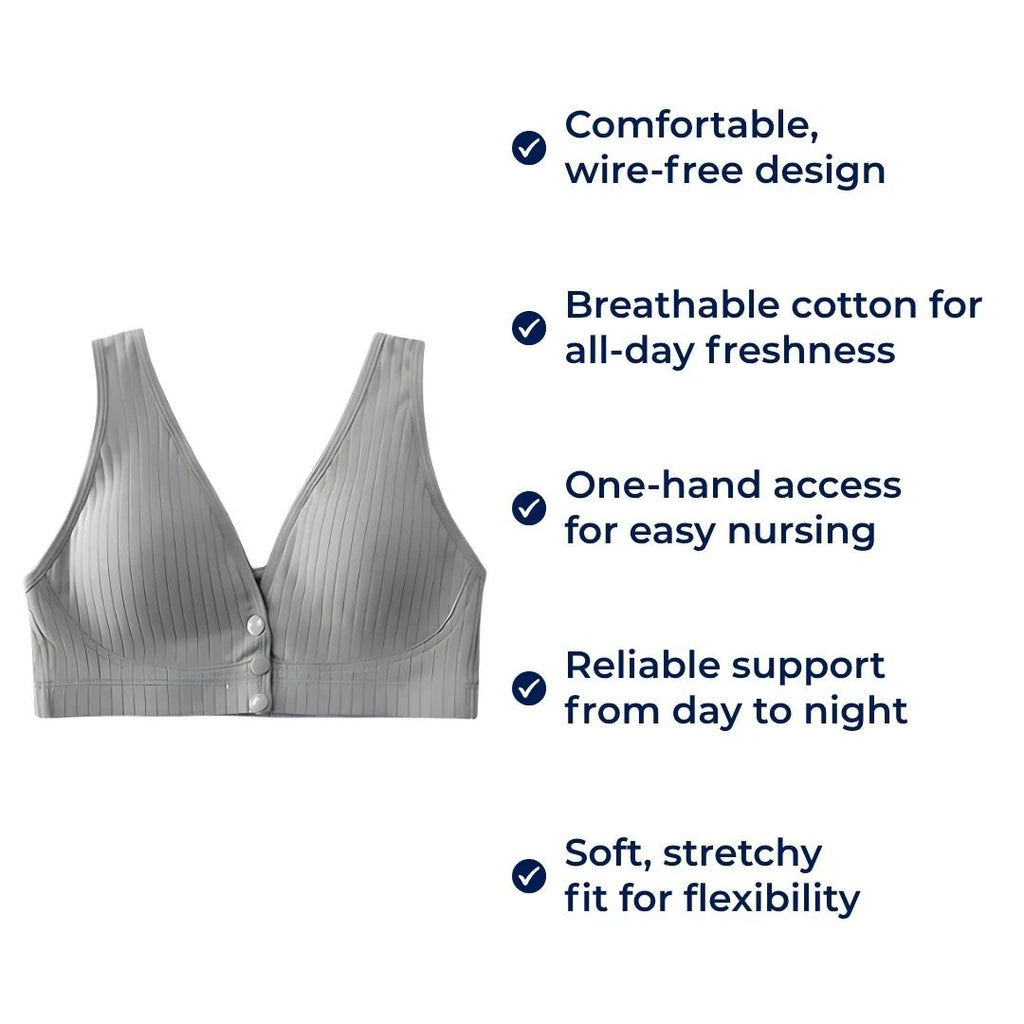 Wire-free Comfort – Breathable Cotton – Easy One-Hand Access – All-Day Support for Breastfeeding Mothers Bowlift by Bowlift