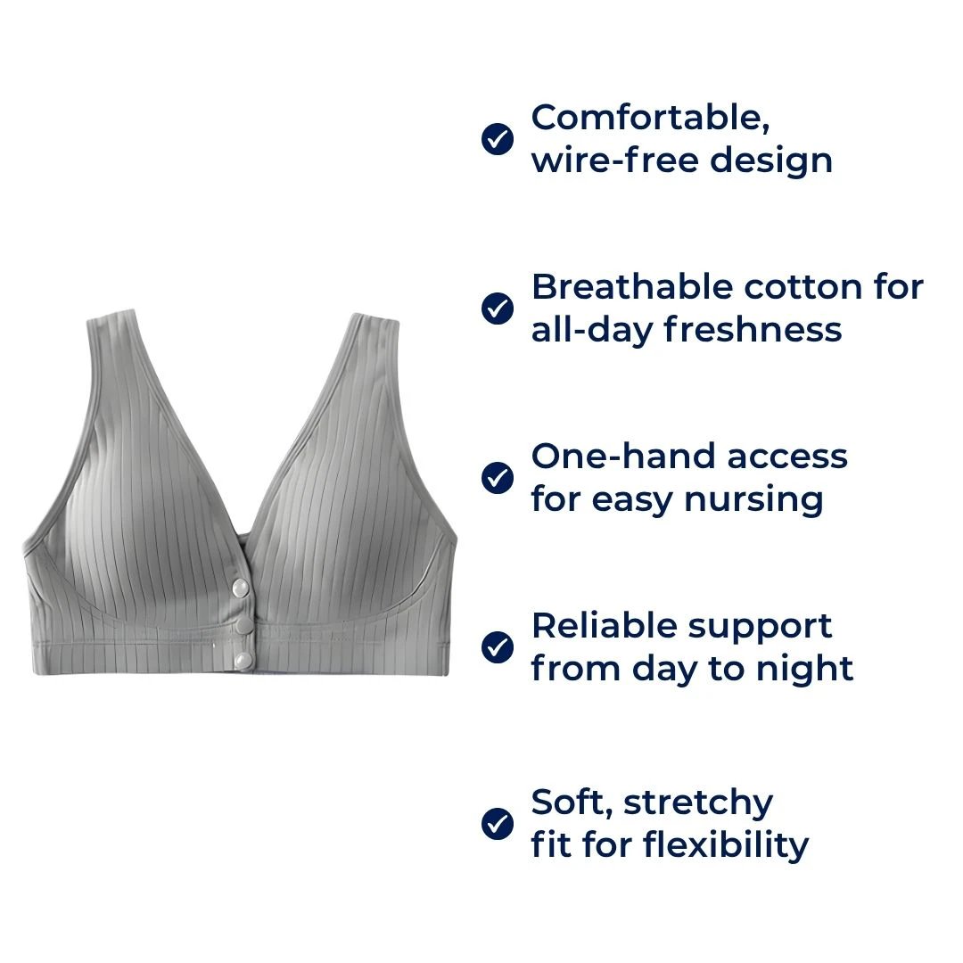 Wire-free Comfort – Breathable Cotton – Easy One-Hand Access – All-Day Support for Breastfeeding Mothers Bowlift by Bowlift
