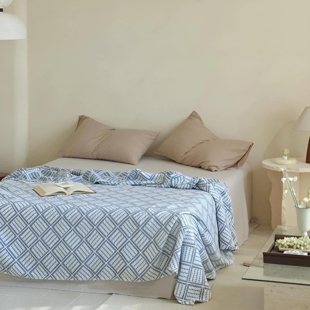 Plaid Pattern Cotton Blanket by Casa & Beyond