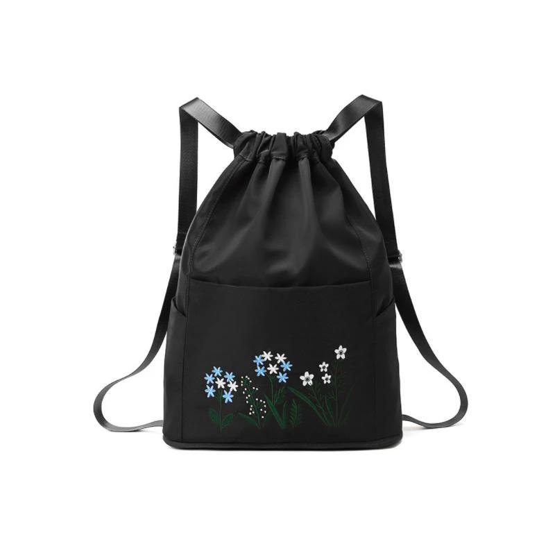 Multifunctional travel backpack with drawstring and embroidery by Bowlift