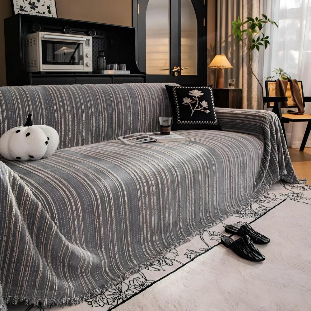 Regal Stripes Chenille Sofa Cover by Casa & Beyond