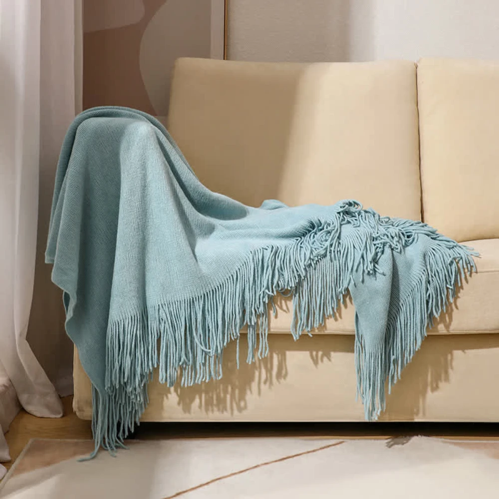 Chunky Knit Tassel Blanket by Casa & Beyond