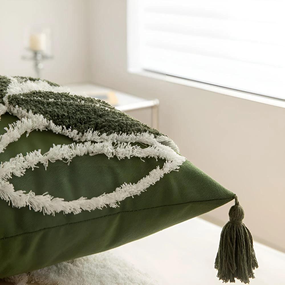 Plush Leaf With Tassel Cushion Cover by Casa & Beyond
