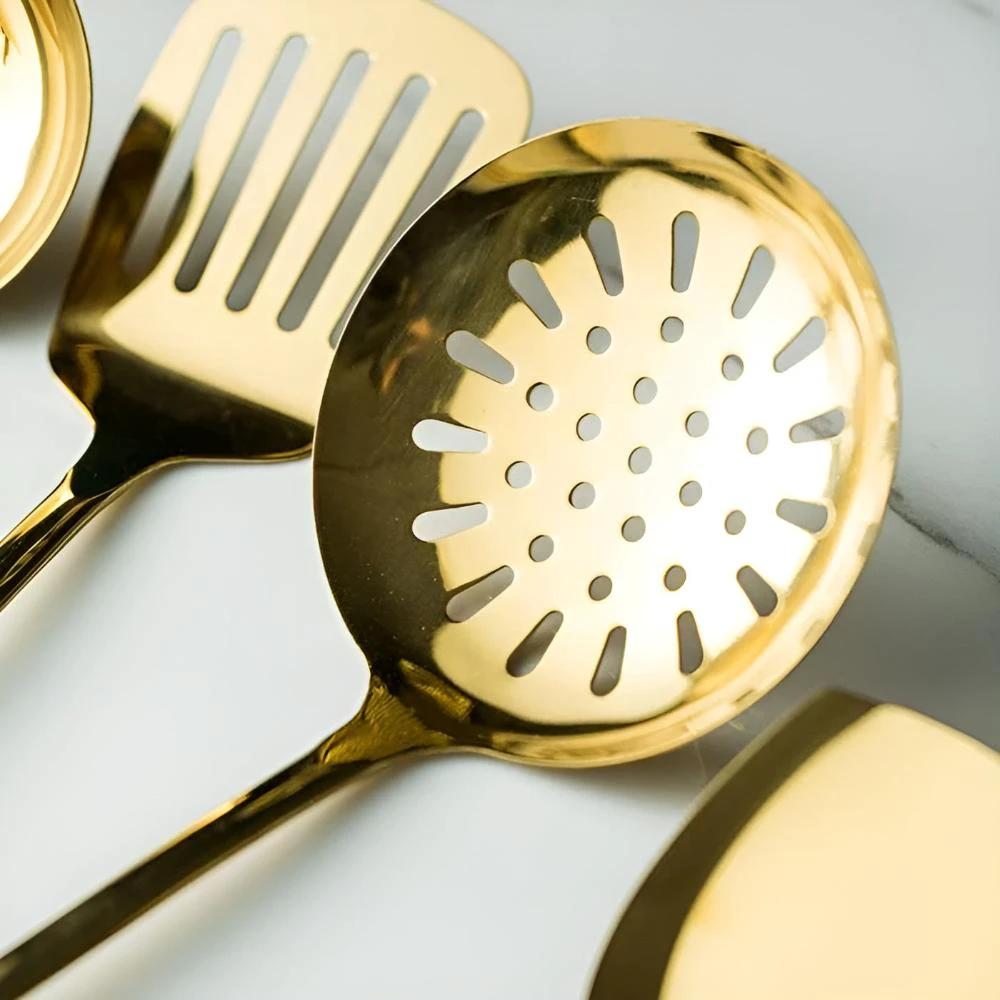 Golden Stainless Steel Utensil Set by Casa & Beyond