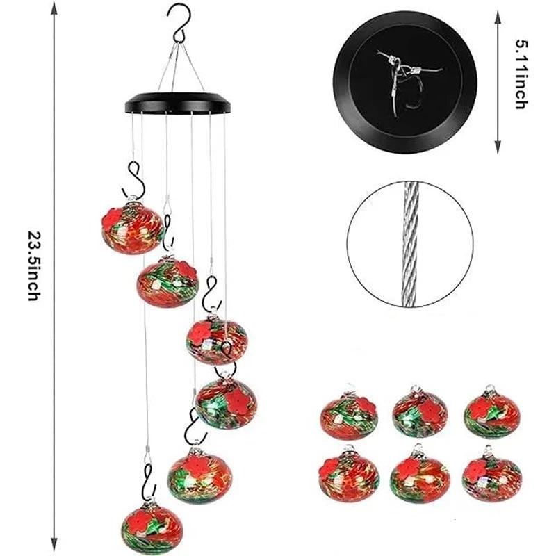 ChimeFeeder handcrafted glass hummingbird feeder with wind chime Bowlift by Bowlift