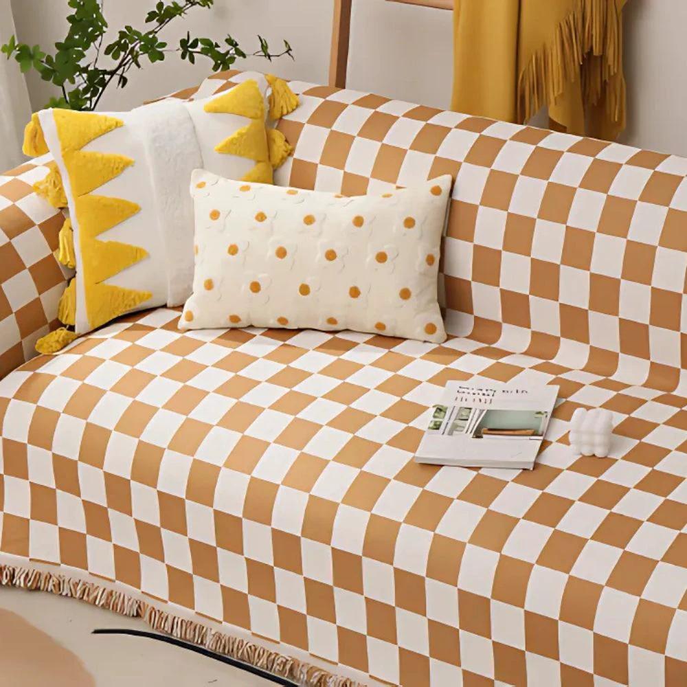 Checkerboard Anti-Scratch Sofa Cover by Casa & Beyond