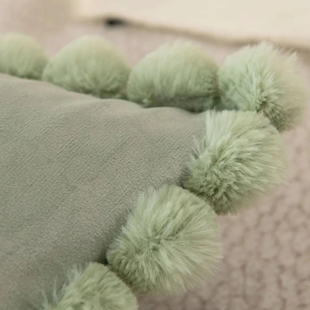 Velvet Pom-Pom Trim Cushion Cover by Casa & Beyond