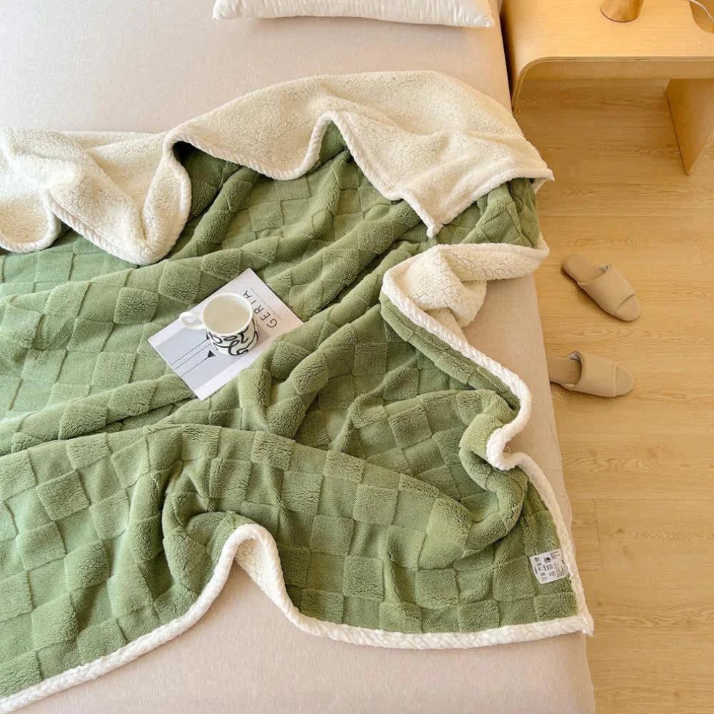 Plush Square Checkerboard Blanket by Casa & Beyond