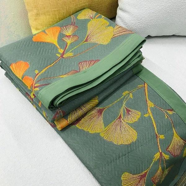 Jacquard Floral Ginkgo Leaves Reversible Coverlet by Casa & Beyond