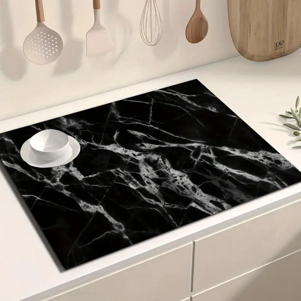Marble Print Dish Drying Mat by Casa & Beyond