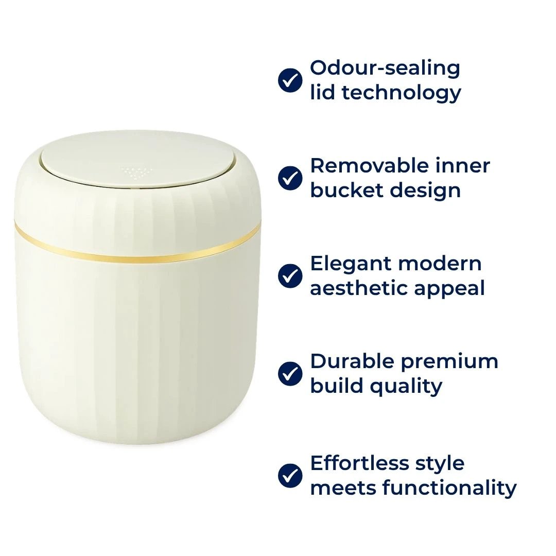 Odour-Sealing Lid – Durable Removable Inner Bucket – Compact Space-Saving Design – Keeps Desks Clean & Fresh Bowlift by Bowlift