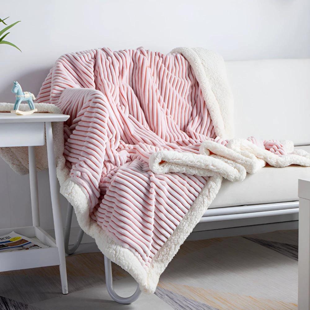Fluffy Stripes Sherpa Blanket by Casa & Beyond