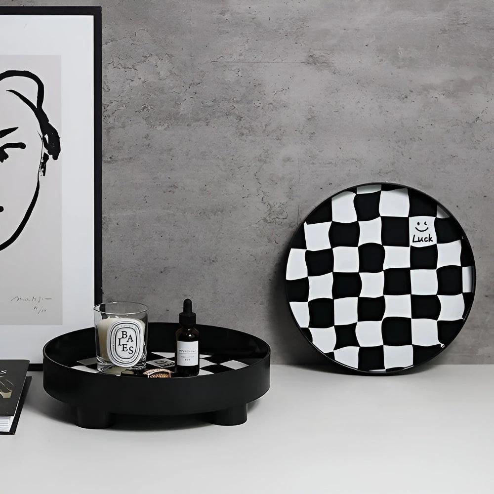 Round Checkerboard Storage Tray by Casa & Beyond