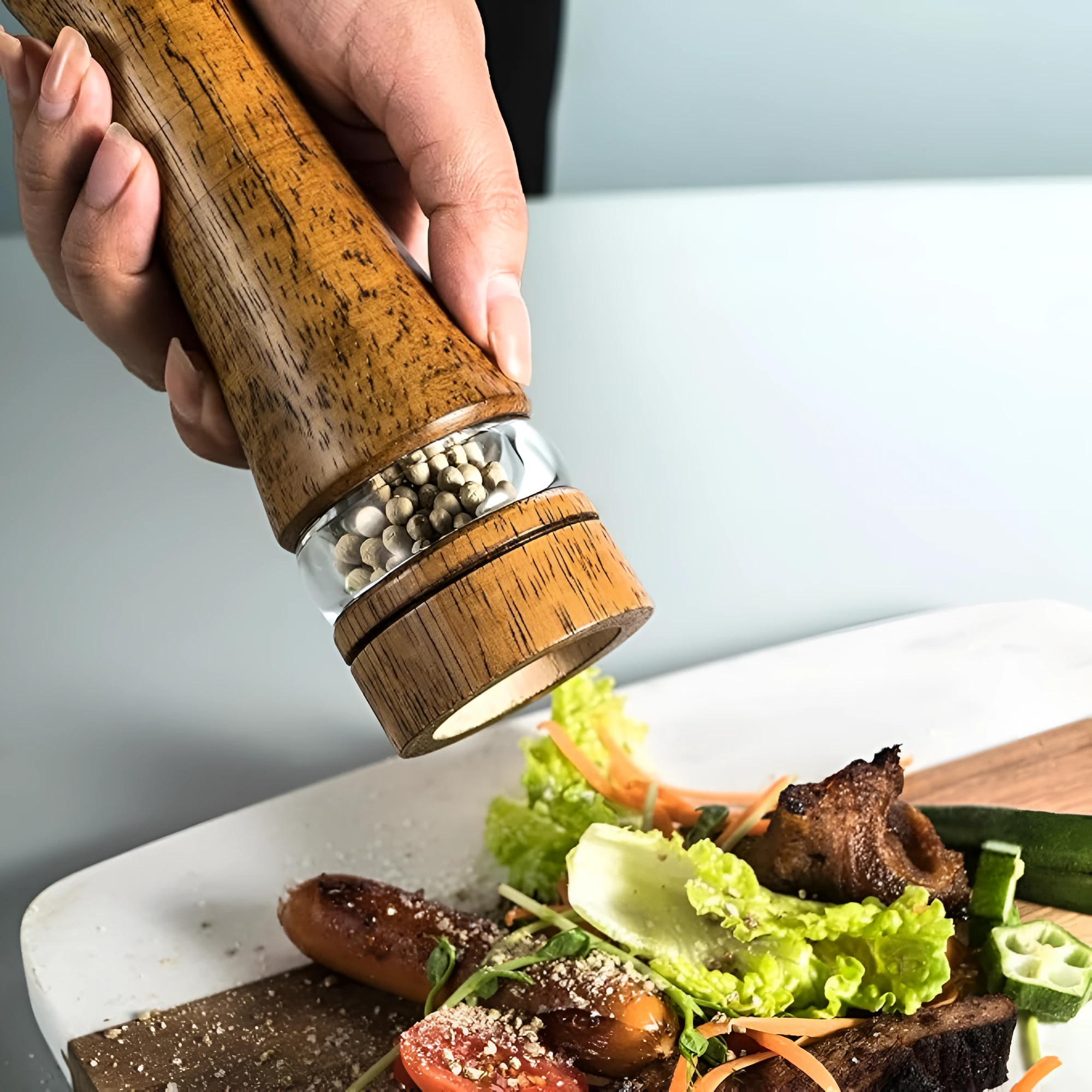 Rustic Oak Seasoning Grinder by Casa & Beyond