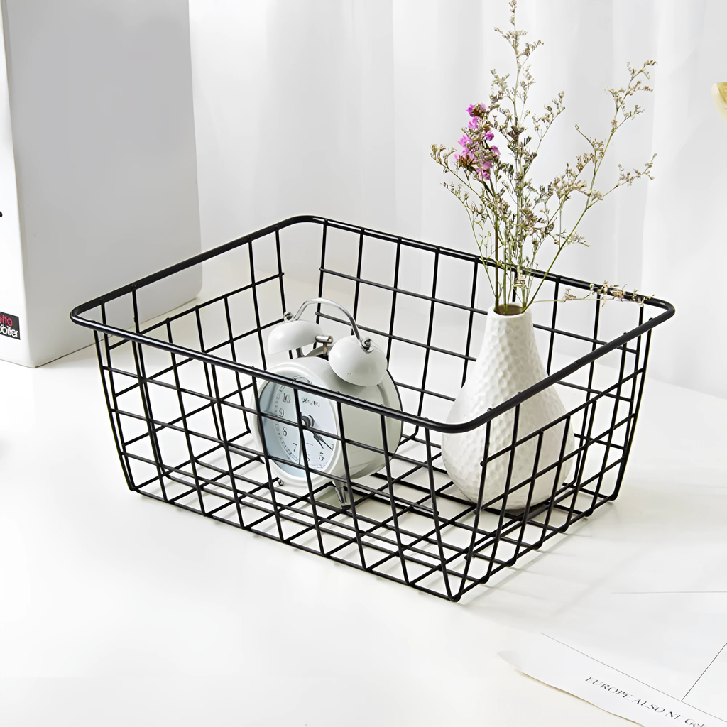 Sleek Wire Organizer Storage Basket by Casa & Beyond