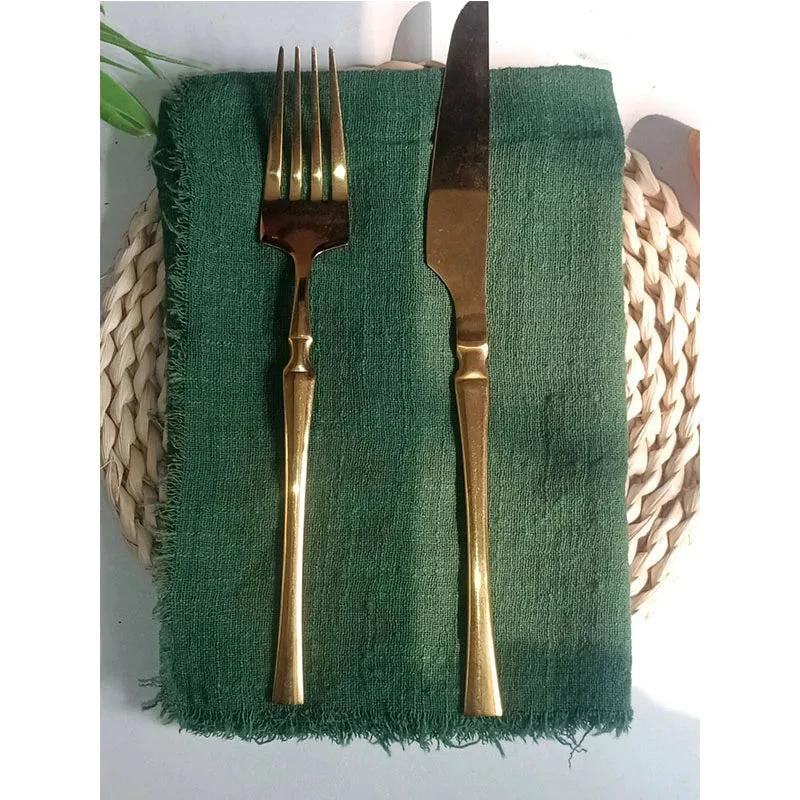 12pcs Cotton Linen Table Napkins Table Decoration Cloth Table Napkins by Bowlift