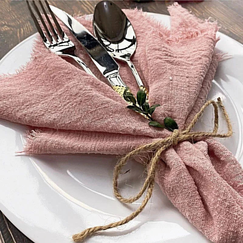 12pcs Cotton Linen Table Napkins Table Decoration Cloth Table Napkins by Bowlift