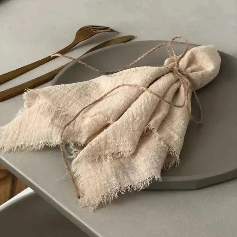 12pcs Cotton Linen Table Napkins Table Decoration Cloth Table Napkins by Bowlift