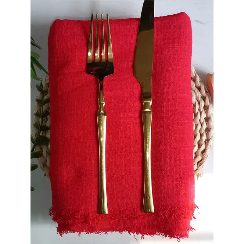 12pcs Cotton Linen Table Napkins Table Decoration Cloth Table Napkins by Bowlift