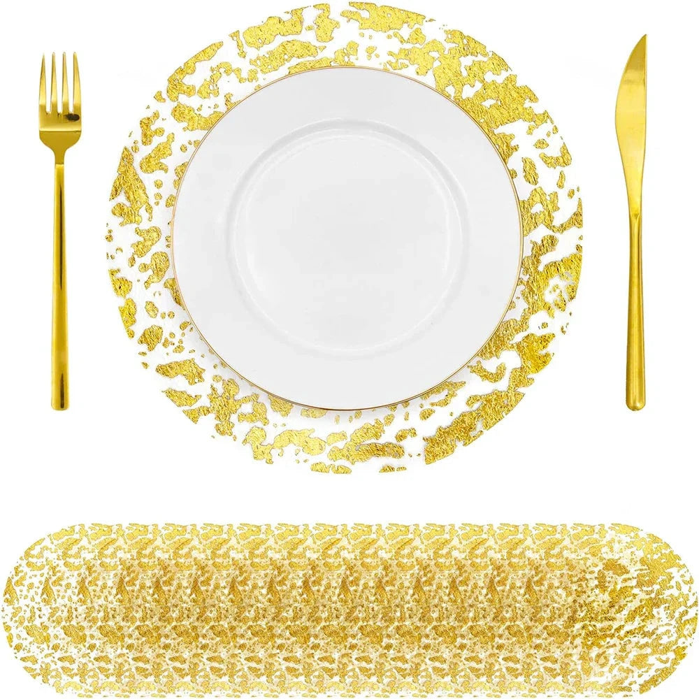 12pcs Disposable Gold Decoration Placemats Set Table Mat Kitchen Tools by Bowlift