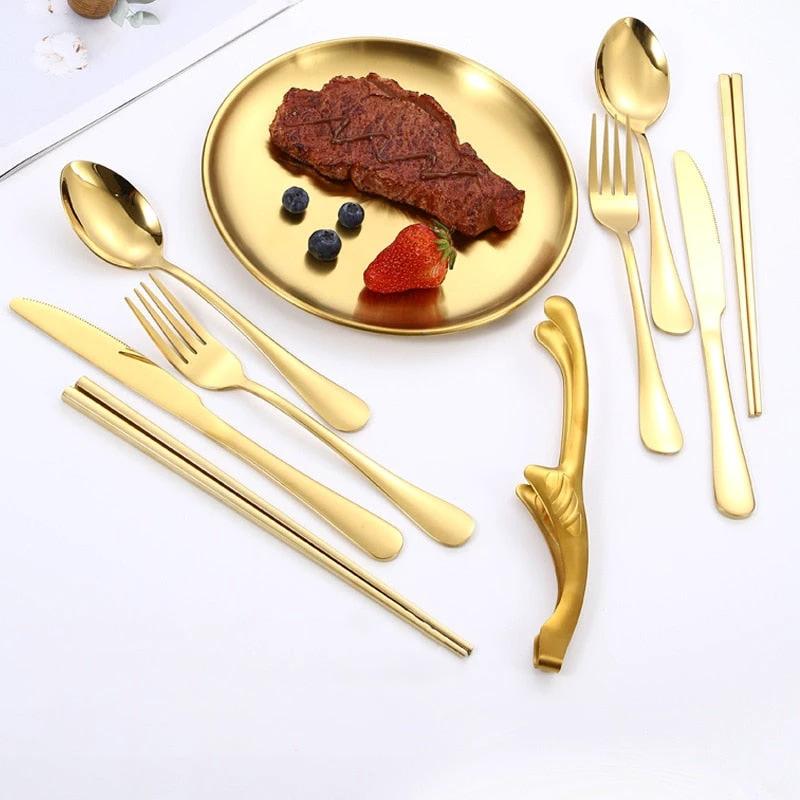 12pcs Portable Stainless Steel Cutlery Set Tableware For Camping by Bowlift