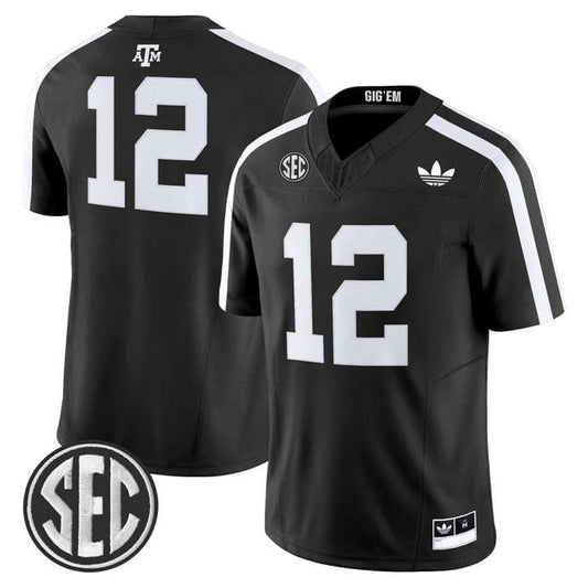 12th Man Jersey #12 Texas A&M Aggies 2025 Vapor Limited V2 Stitched Black by NCAA Football Jersey