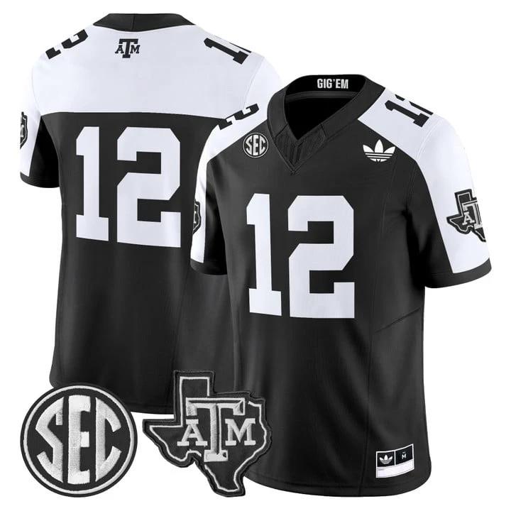 12th Man Jersey #12 Texas A&M Aggies 2025 Vapor Limited V2 Stitched Black Alternate by NCAA Football Jersey