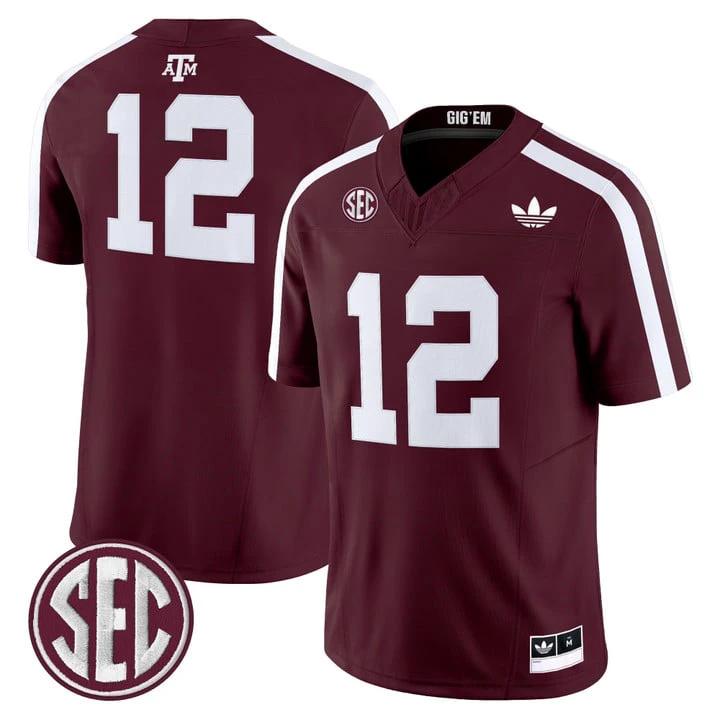 12th Man Jersey #12 Texas A&M Aggies 2025 Vapor Limited V2 Stitched Maroon by NCAA Football Jersey