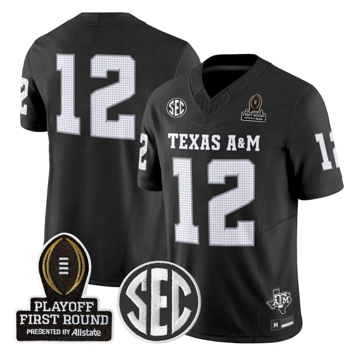 12th Man Jersey #12 Texas A&M Aggies 2025 Playoff First Round Stitched by My Store NCAA Football Jerseys
