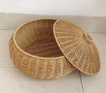 Dome-Shaped Knitted Rattan Basket with Lid by Casa & Beyond