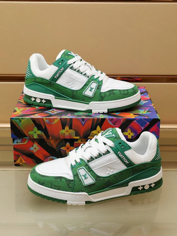 Luxury Virgil Trainer Sneakers Shoes Signature Green Monogram by Air Jordan