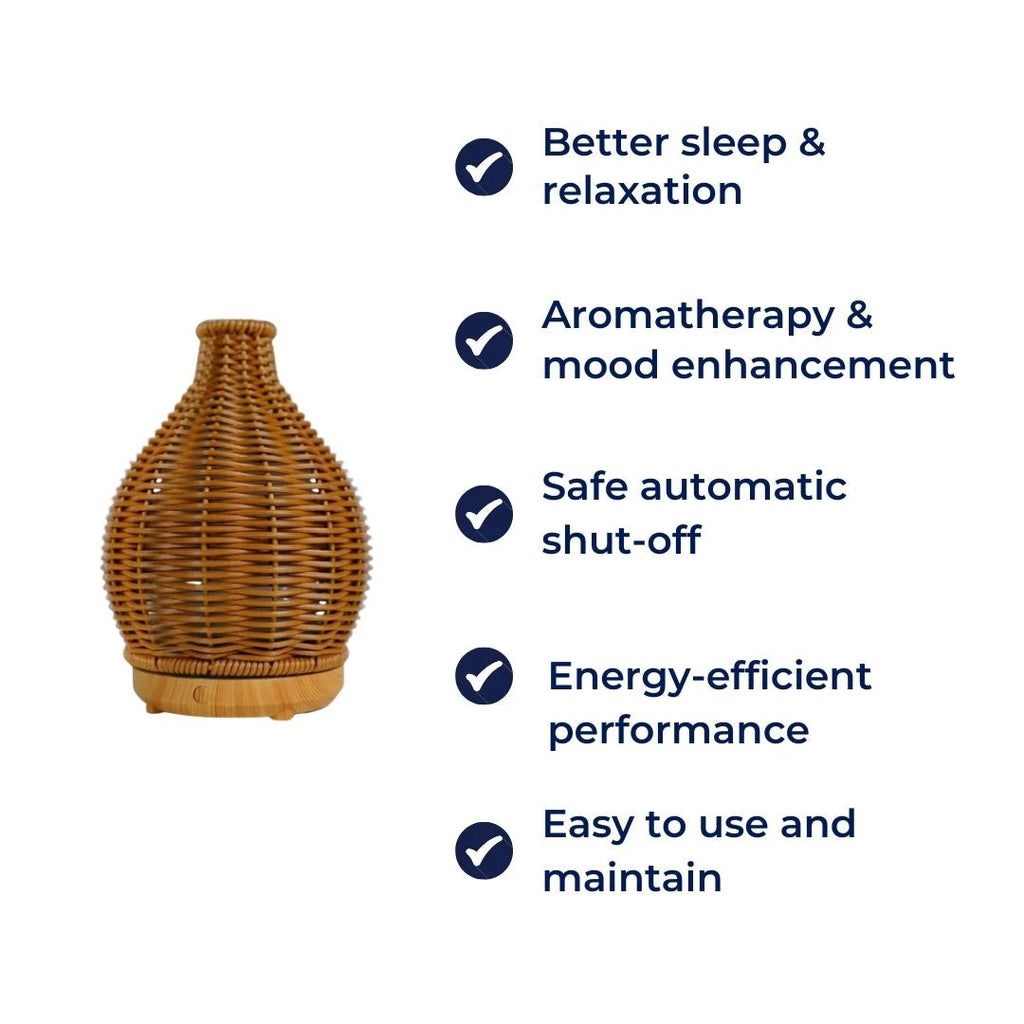 Oil Diffuser – Dry-Air Relief for Bedroom & Nursery – Quiet USB 5 V – 80 ml Stylish Vase Design Bowlift by Bowlift