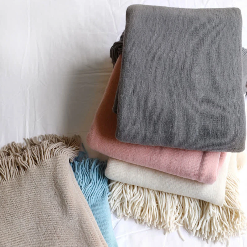 Chunky Knit Tassel Blanket by Casa & Beyond