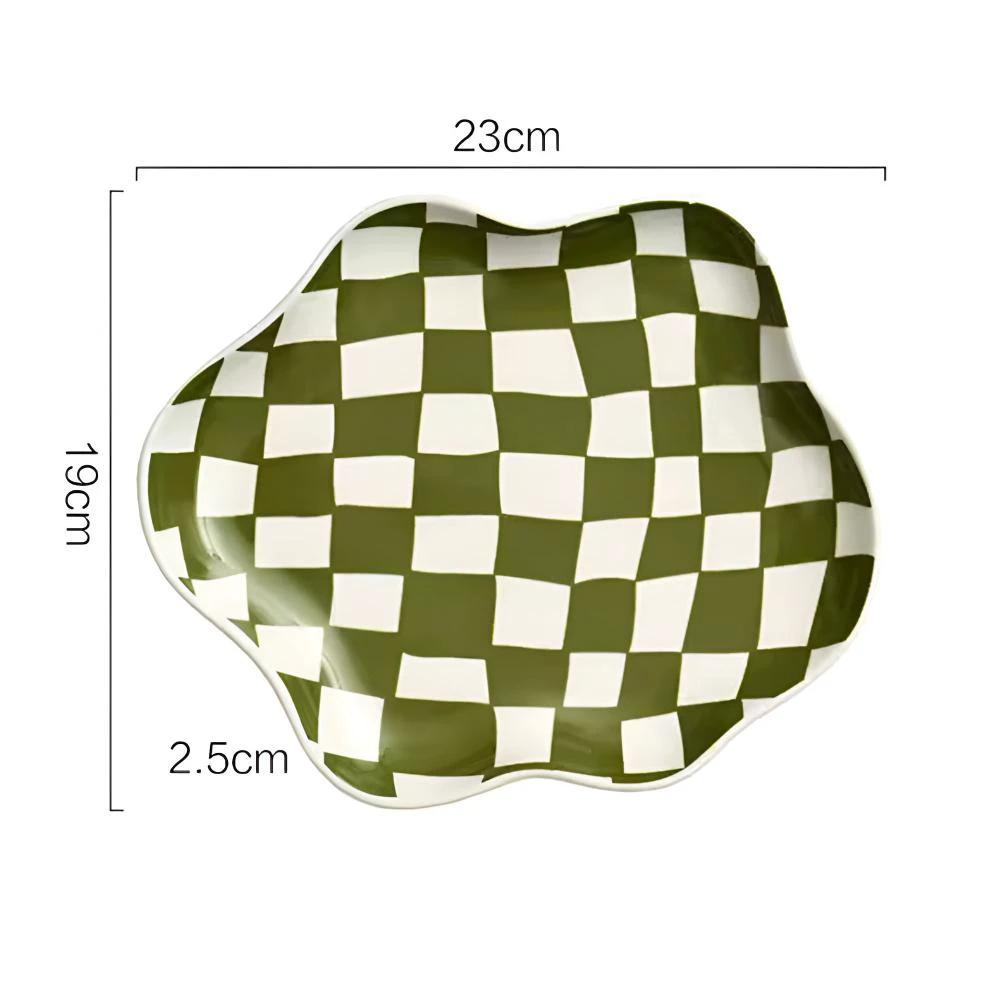 Classic Checkered Ceramic Plate by Casa & Beyond