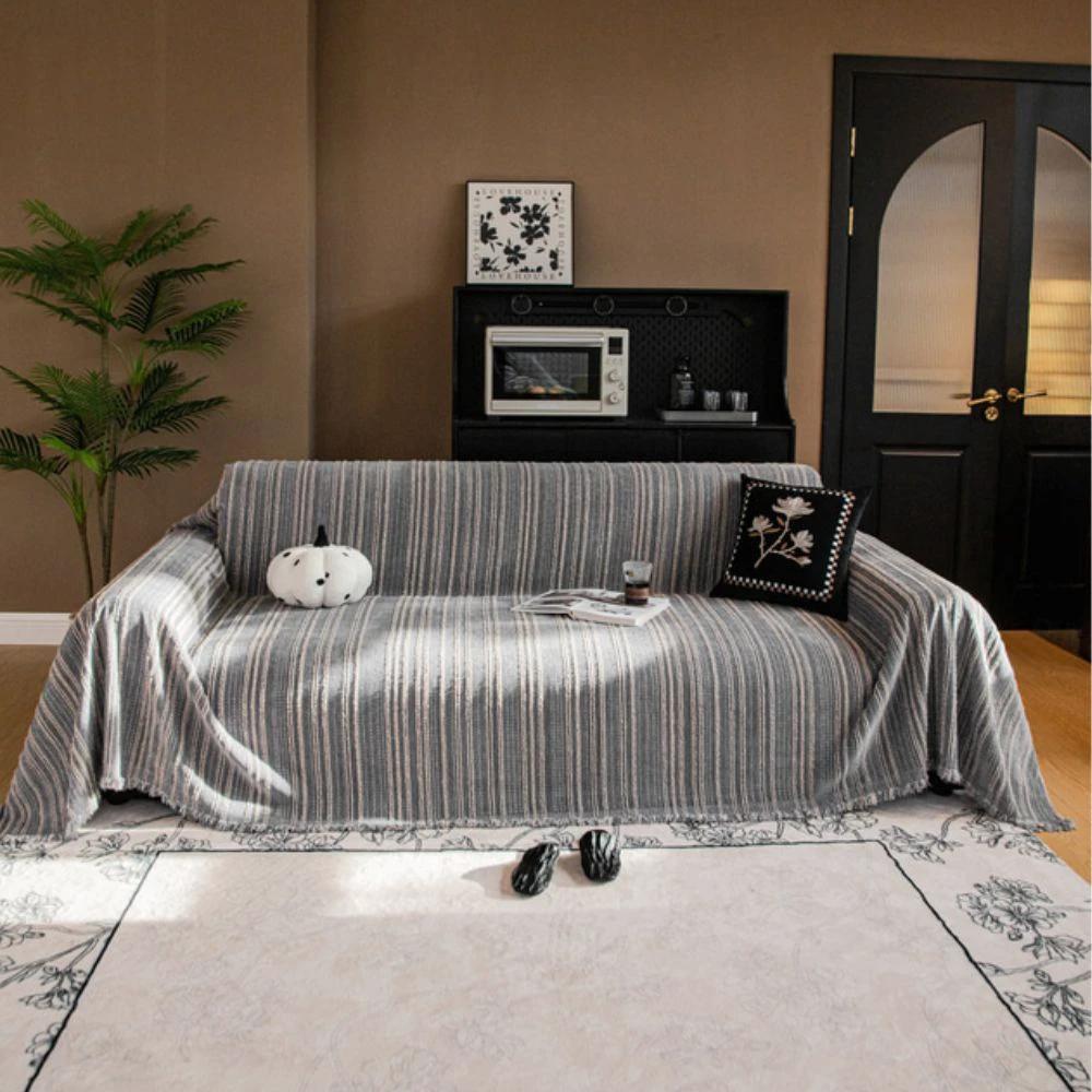 Regal Stripes Chenille Sofa Cover by Casa & Beyond